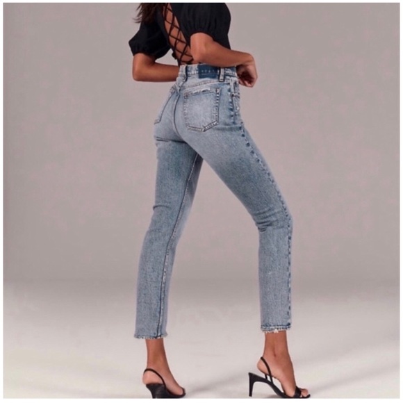 ABERCROMBIE & FITCH The Mom High Rise Acid Wash Curve Love Jeans Size 27 - Picture 3 of 9